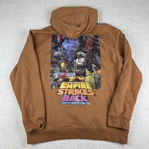 Star Wars Hoodie Large Empire Strikes Back HM Yoda Brown Pockets Pullover Mens